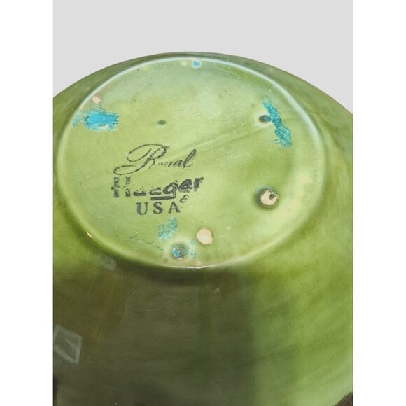 Royal Haegar MCM Green EARTH WRAP Textured Round Planter Brown Orange Cottage - Picture 10 of 12